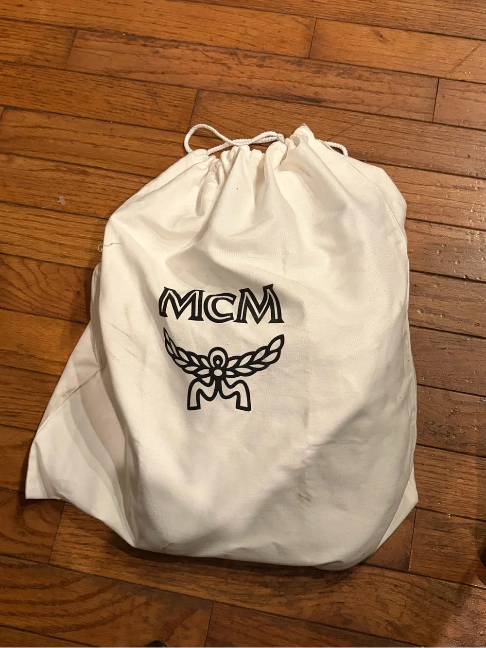 MCM White Low-Top Logo Panel Sneakers with Black Heel Tab